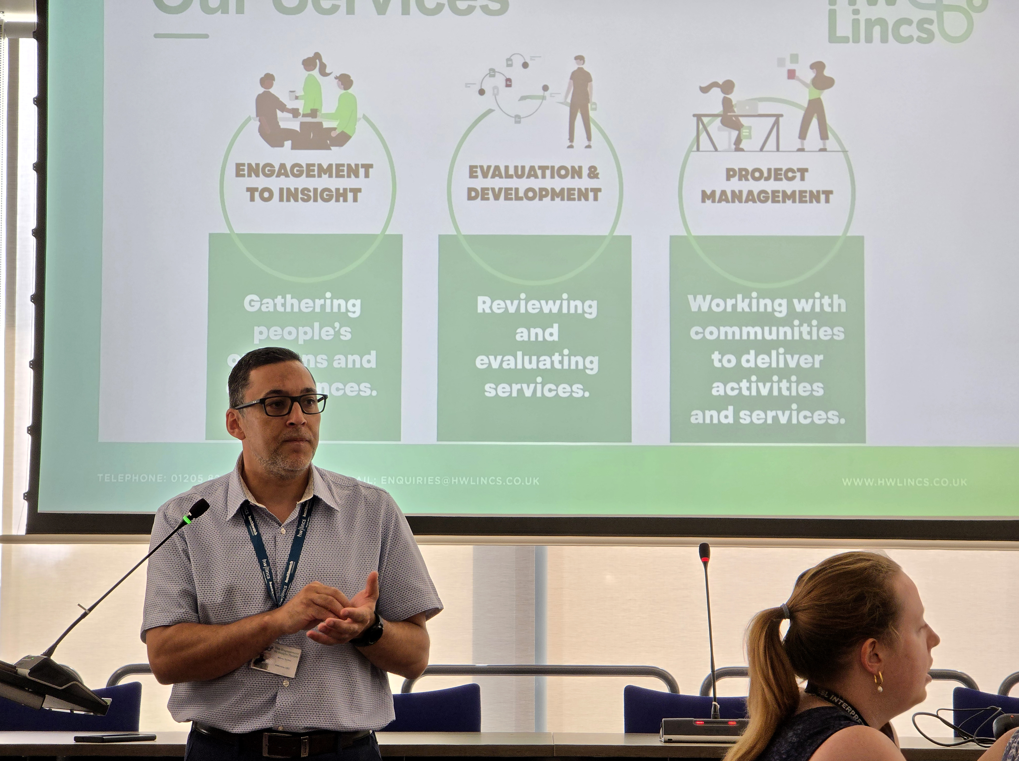 Navaz Sutton presents at a Healthwatch Lincolnshire event