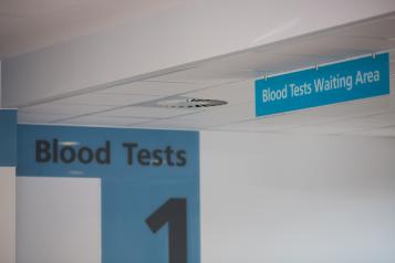 Hospital sign for blood tests